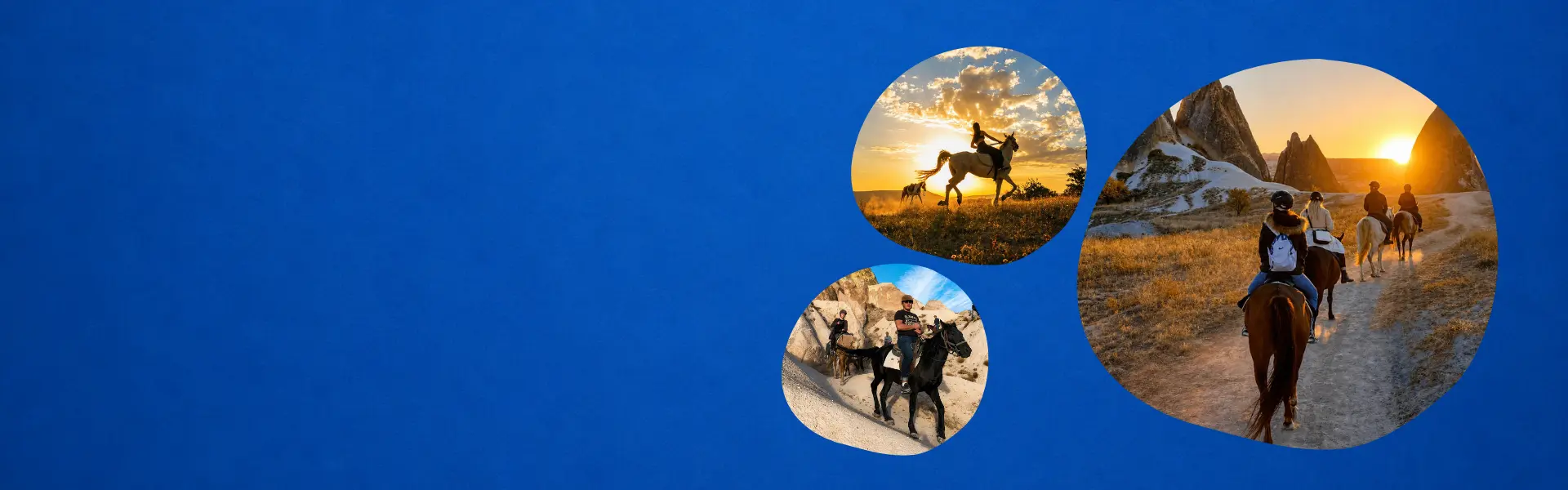 Horse riding through the Cappadocia valleys at sunset