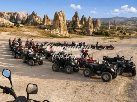 ATV safari trail through rocky Cappadocia landscape
