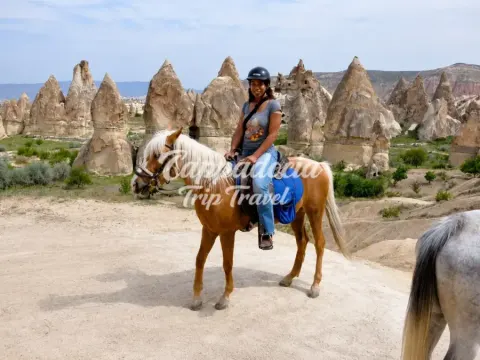 Caballos entre formaciones rocosas del valle de Capadocia