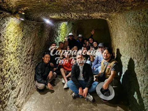 Vista panoramica dei tunnel della città sotterranea di Derinkuyu in Cappadocia
